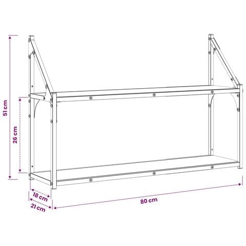Scaffale da parete A parete Rovere artigianale 80 x 21 x 51 cm - Foto 7