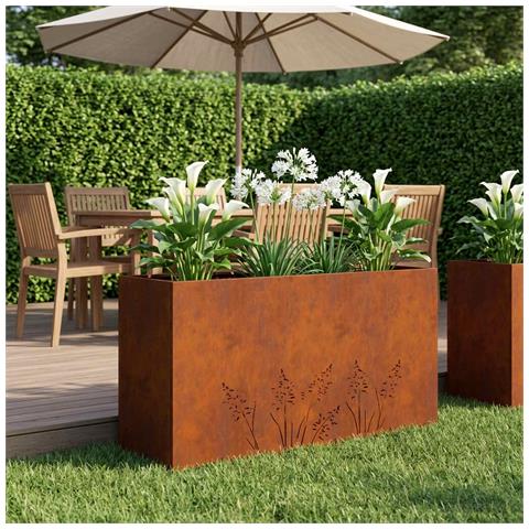 Vaso da giardino Ruggine 100 x 20 x 49 cm Acciaio Corten - Foto 2