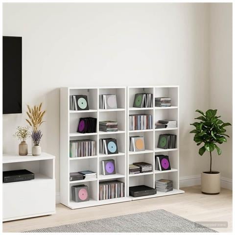 Mobile per CD 2 pz Bianco 65 x 23,5 x 97,5 cm - Foto 2