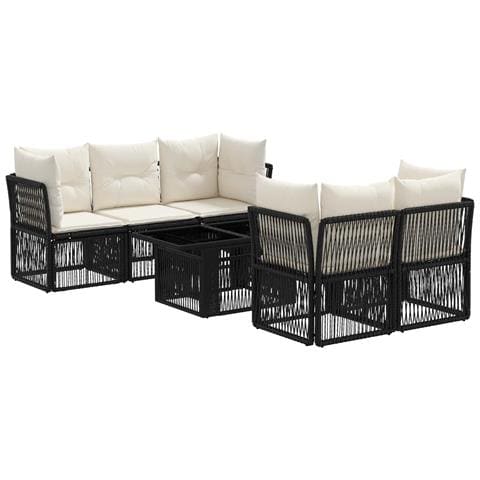 Set Divano da Giardino 6 pz Nero polyrattan - Foto 1