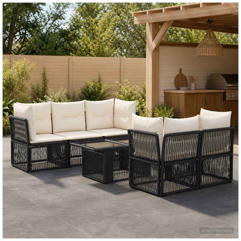 Set Divano da Giardino 6 pz Nero polyrattan - Foto 10