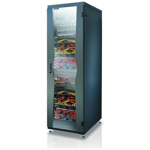 I-CASE FP-4218BKXG - Armadio NetRack 19'' 800x1000 42 Unità Nero Porta Grigliata da Assemblare - Foto 1