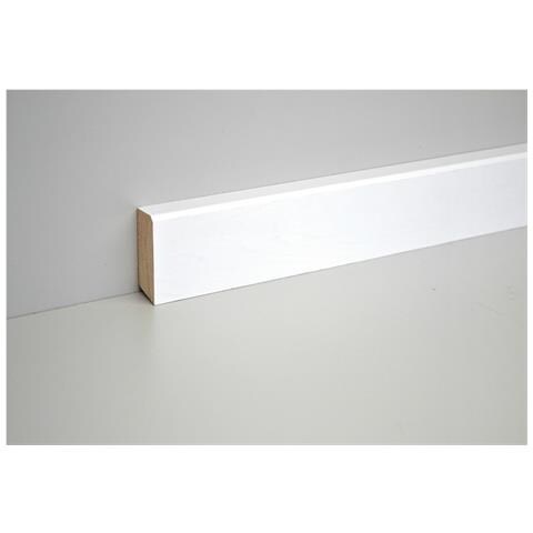 96ml Battiscopa 50x10 In Legno Massello Taglio Quadro Laccato Bianco Liscio - Foto 1