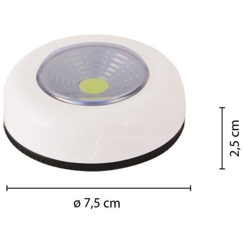 MINI PUSH LIGHT: lampada a pressione LED, bianca. A pile - Foto 3