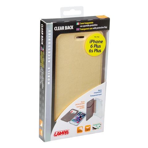 Clear Back, Cover Trasparente Con Sportello Protettivo - Apple Iphone 6 Plus / 6s Plus - Oro - Foto 2