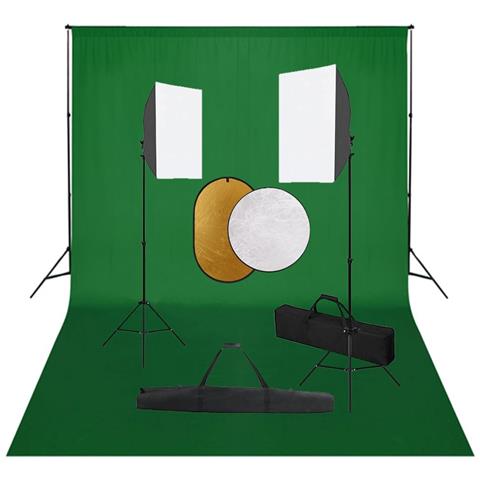 Kit per Studio Fotografico con Set Luci, Fondale e Riflettore - Foto 1