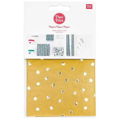 Carta Gialla Patch Stelle D'oro 30 X 42 Cm - Foto 1