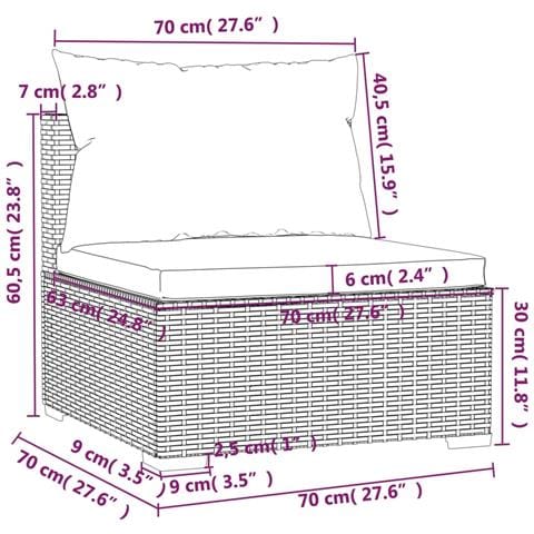 Set Divani Da Giardino 9 Pz Con Cuscini In Polyrattan Marrone - Foto 2
