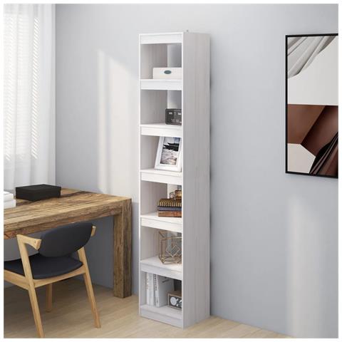 Libreria /divisorio Bianco 40x30x199cm In Legno Massello Di Pino - Foto 10