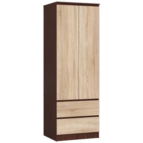Armadio A 2 Ante Battenti E Cassetti S60, 60x51x180 cm, Colore Weng? e Sonoma Quercia - Foto 1
