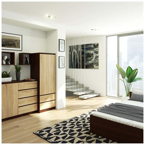 Armadio A 2 Ante Battenti E Cassetti S60, 60x51x180 cm, Colore Weng? e Sonoma Quercia - Foto 6