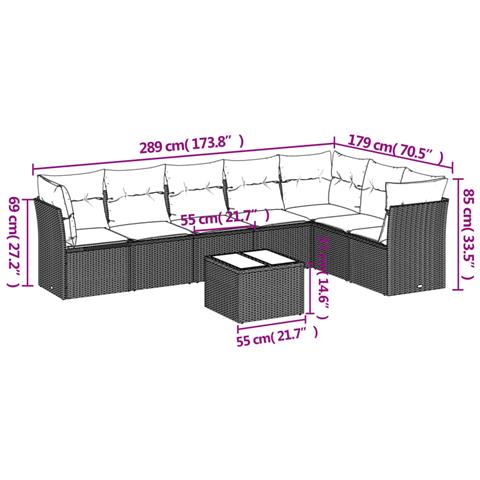Set Divani Da Giardino Con Cuscini 8 Pz Nero In Polyrattan - Foto 2