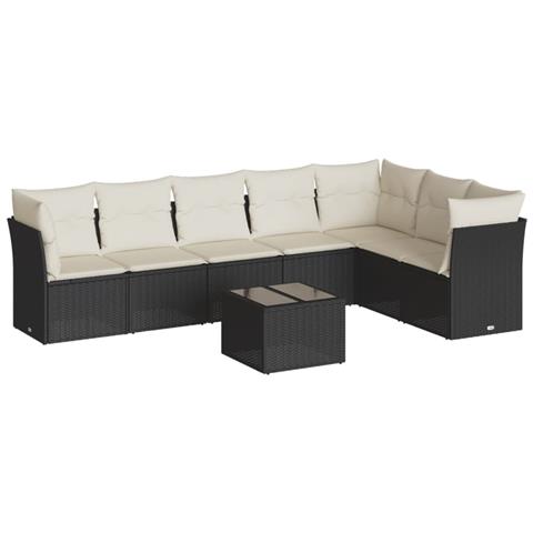 Set Divani Da Giardino Con Cuscini 8 Pz Nero In Polyrattan - Foto 1