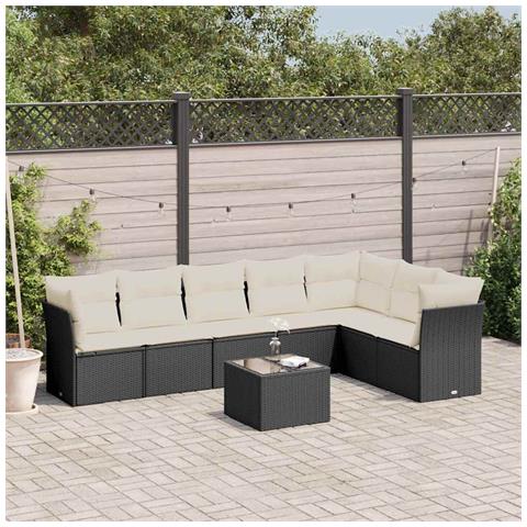 Set Divani Da Giardino Con Cuscini 8 Pz Nero In Polyrattan - Foto 3