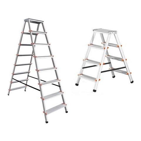 Scala In Alluminio Doppia Salita Con Cavetto Di Rinforzo Tip Tap Brixo - 7 Gradini - Foto 1