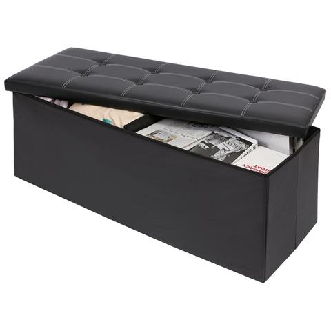 Cassapanca Pouf Contenitore Pieghevole Panca Sgabello Poggiapiedi Eco Pelle Nero 87908434
