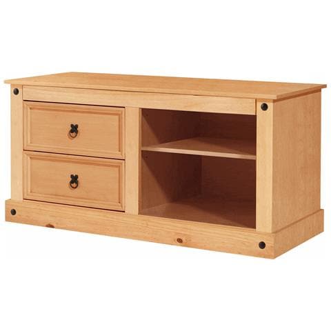 Mexico Credenza Bassa Con 2 Cassetti E 2 Vani A Giorno In Pino Naturale - Foto 1