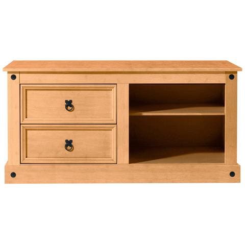 Mexico Credenza Bassa Con 2 Cassetti E 2 Vani A Giorno In Pino Naturale - Foto 2