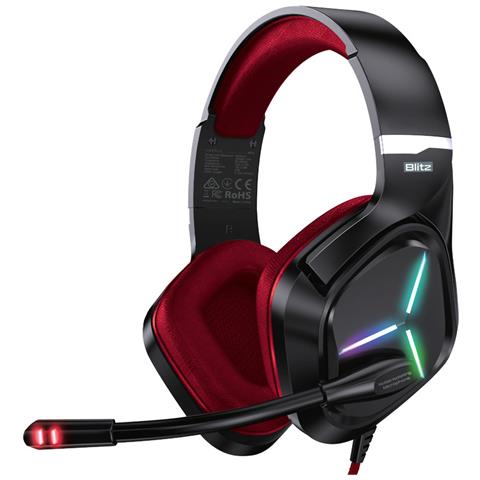 Cuffie Gaming 7.1 Blitz Microfono A Cancellazione Del Rumore Suono Surround, Illuminazione Led Rgb, Rosso - Foto 1
