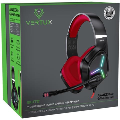 Cuffie Gaming 7.1 Blitz Microfono A Cancellazione Del Rumore Suono Surround, Illuminazione Led Rgb, Rosso - Foto 6