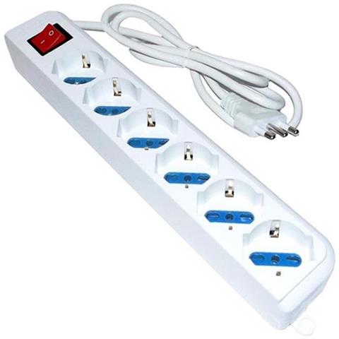 Multipresa 6 Posti Schuko Scarpetta Spina Ciabatta Multi Presa Elettrica - Foto 1