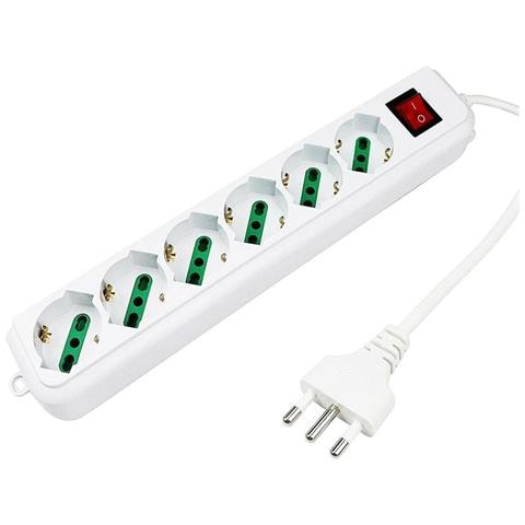 Multipresa 6 Posti Schuko Scarpetta Spina Ciabatta Multi Presa Elettrica - Foto 2