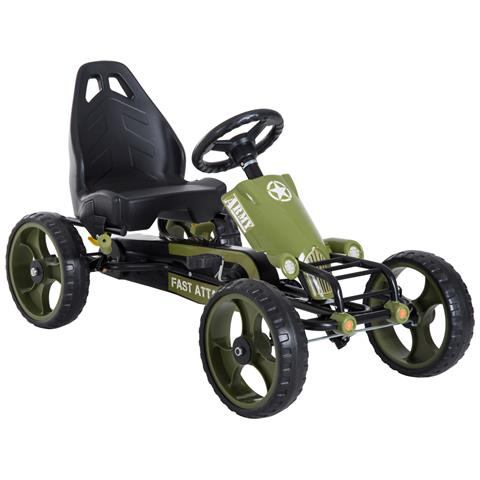 Go Kart a Pedali per Bambini da 3-6 Anni con Sedile Regolabile e Freno a Mano, Verde - Foto 1