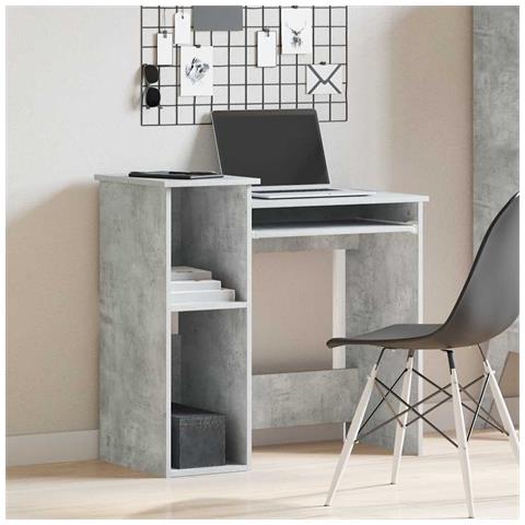 Scrivania Mensole Grigio Cemento 84x40x78 Cm Legno Multistrato - Foto 3