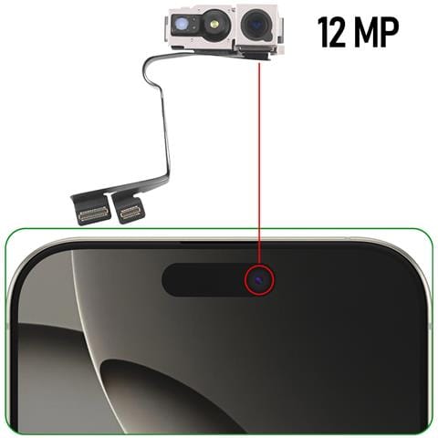 Fotocamera Frontale Per Iphone 16 Pro Max Sensore Selfie, Nero - Foto 2