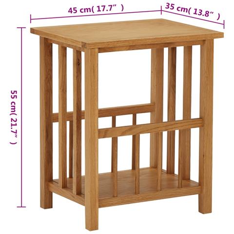 Lusso Casadino -  Tavolino Con Portariviste 45x35x55 Cm Massello Di Rovere - Foto 6