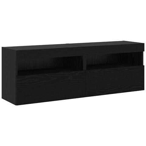 Set di Unità TV da Muro 8 Pezzi con LED Quercia Nera Legno Ingegnerizzato - Foto 7