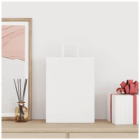 Sacchetti di Carta 250 pz con Manici Bianchi 26x12x35 cm - Foto 2
