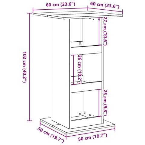 Tavolo Bar Portaoggetti Legno Antico 60x60x102cm in Multistrato - Foto 9