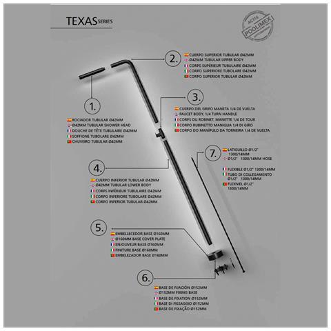 Imex Doccia In Acciaio Inox 316 Nera Per Piscina Con Diffusore Anticalcare E Rubinetto Monoforo Texas - Foto 5