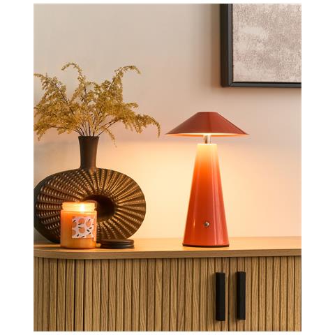 Lampada Da Tavolo Senza Fili A Led Apayao Con Dimmer Metallo Rosso - Foto 1