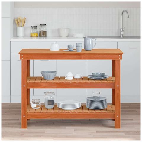 Banco da lavoro con lo scaffale Cera marrone 110.5 x 50 x 80 cm - Foto 2