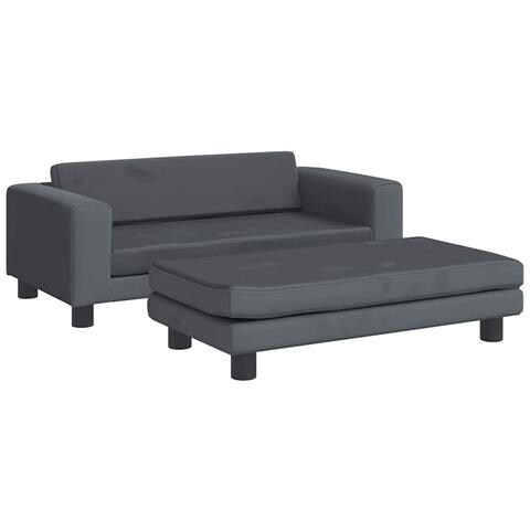 Lettino Cani con Estensione Grigio Scuro 100x50x30 cm Velluto - Foto 1