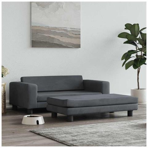 Lettino Cani con Estensione Grigio Scuro 100x50x30 cm Velluto - Foto 2