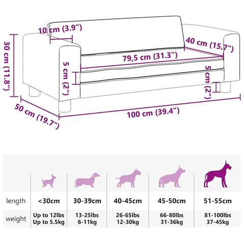 Lettino Cani con Estensione Grigio Scuro 100x50x30 cm Velluto - Foto 9