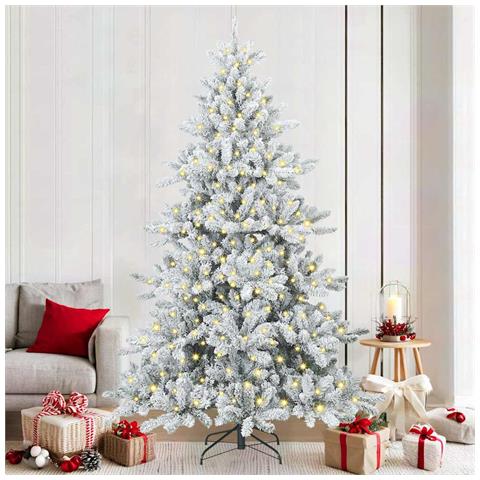 Albero di Natale Artificiale con Rami Pieghevoli Bianco 210 cm - Foto 2