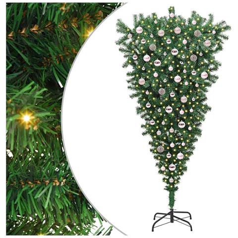 Albero di Natale artificiale preilluminao capovolto con set di palline - Foto 1