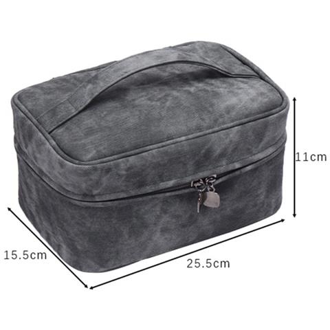 Beauty Case A Doppio Strato In Pelle Pu Grigia - Organizer Portatile Da Viaggio Per Trucco - Foto 2