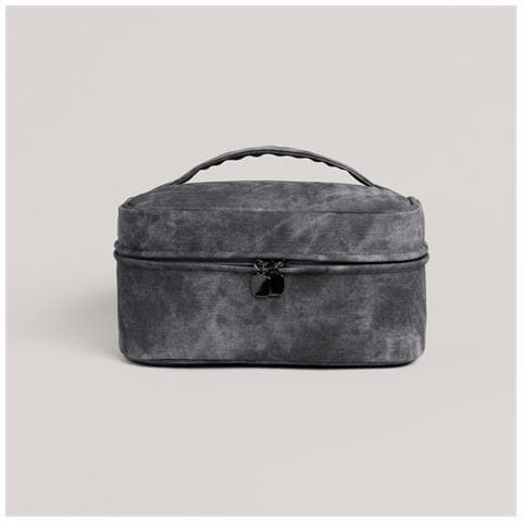 Beauty Case A Doppio Strato In Pelle Pu Grigia - Organizer Portatile Da Viaggio Per Trucco - Foto 4