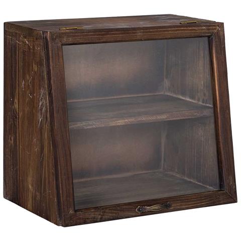 Vetrina In Legno Con Anta A Ribalta In Vetro E 1 Ripiano 40x25x35h Cm - Foto 1