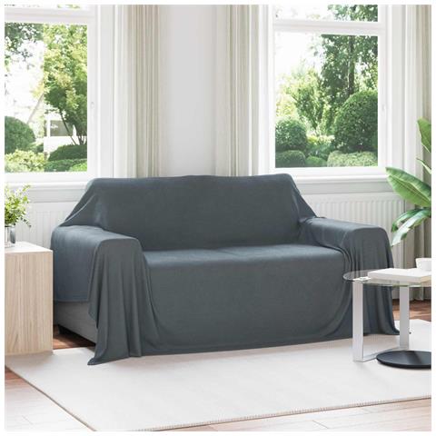 Coperte da Pile 6 pcs Grigio scuro 280 x 210 cm Panno - Foto 2