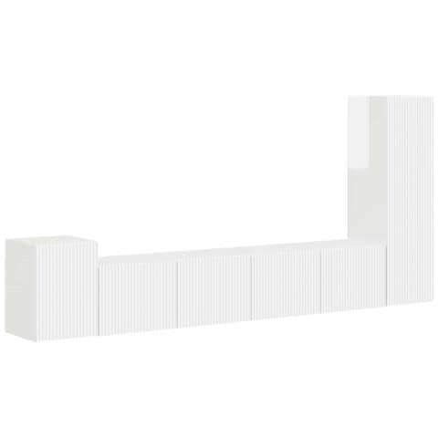 Set mobile TV 3 pcs Bianco Lucido Legno multistrato - Foto 1