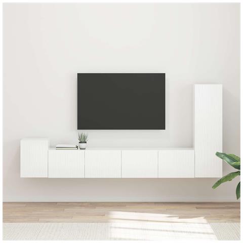 Set mobile TV 3 pcs Bianco Lucido Legno multistrato - Foto 2