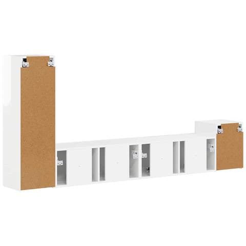Set mobile TV 3 pcs Bianco Lucido Legno multistrato - Foto 9