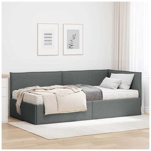 Struttura Letto Angolare con Materasso 2 pcs Grigio Velluto - Foto 2
