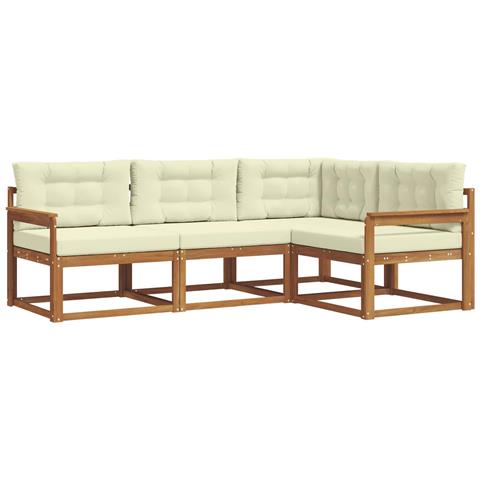 Set di divani da esterno con cuscino 4 pcs Naturale e Crema - Foto 1